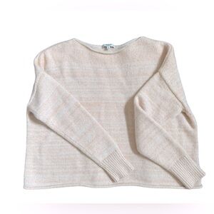 MADEWELL peach & ivory nylon / viscose crew neck long sleeve sweater SZ M